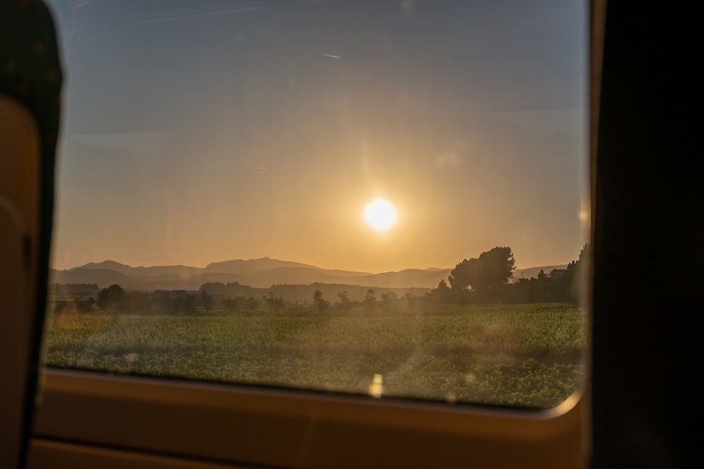 Zug, Sonnenuntergang, Spanien, landschaft